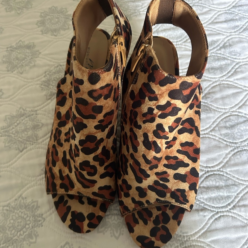 Midnight Velvet Leopard Print Ankle Booties